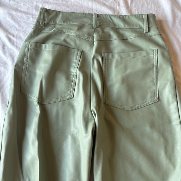 Zara - Sage Green Faux Leather Pants - Small - Picture 3 of 3